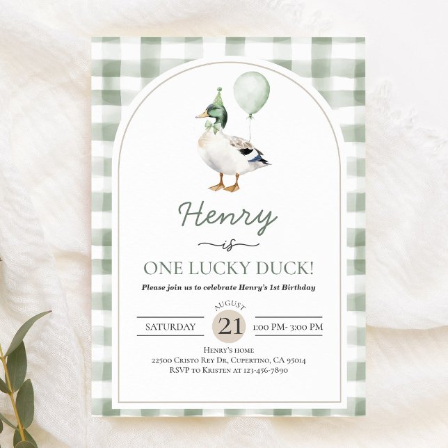 Un chanceux canard Invitation d'anniversaire (Créateur téléchargé)