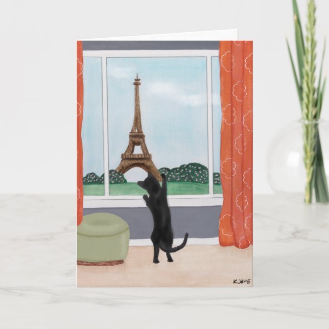 Un chat à Paris - Carte de voeux aux beaux-arts (Devant)