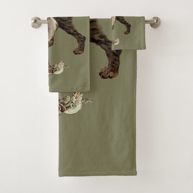 Un chat japonais attrape une grenouille (En situation)