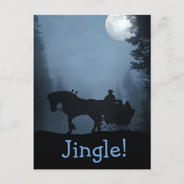 Un Cheval Open Carte Postale Sleigh Noël (Devant)