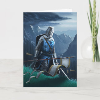 Un chevalier marche dessus, carte de voeux