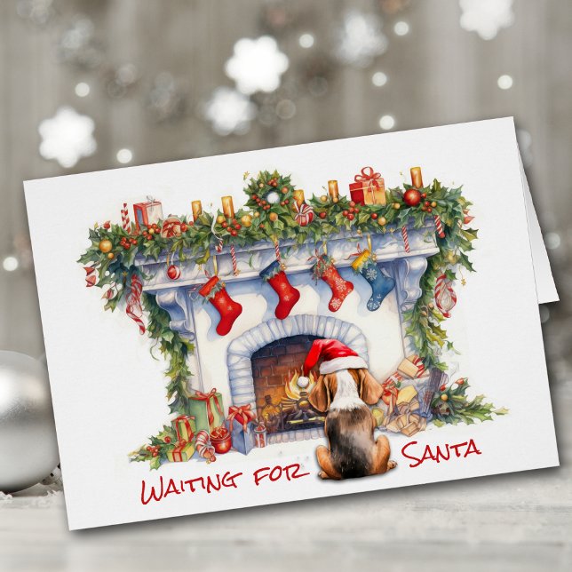 Un chien beagle attend sur la cheminée de Noël Pèr (Créateur téléchargé)