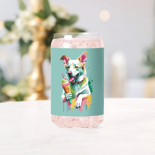 Un chien heureux mangeant une glace