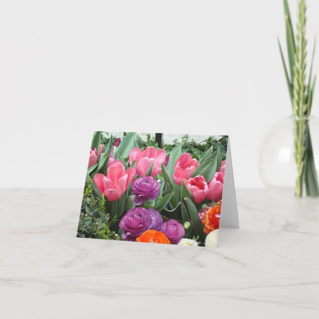 Un choeur des cartes de note roses de tulipes (Devant)