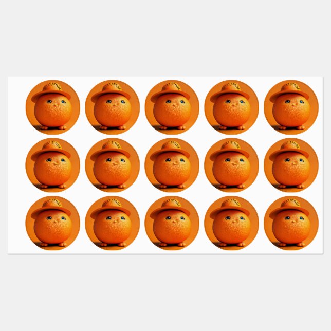 Un Chubby Orange Avec Chapeau - Sticker imperméabl (Feuille)