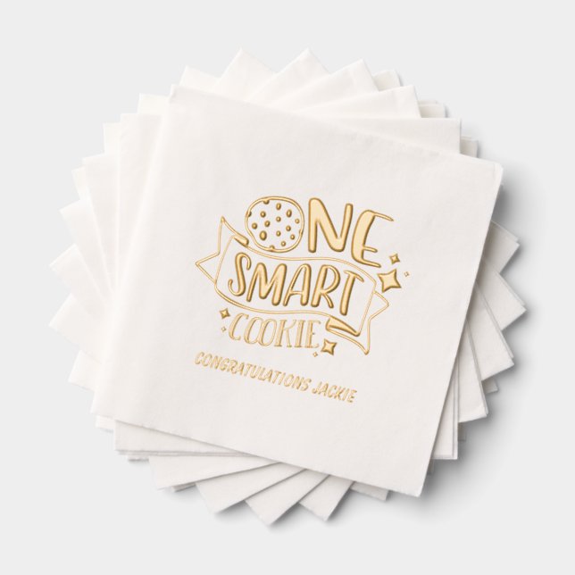 Un Cookie Smart Gold Foil Graduation Napkins (Insitu (empilé))