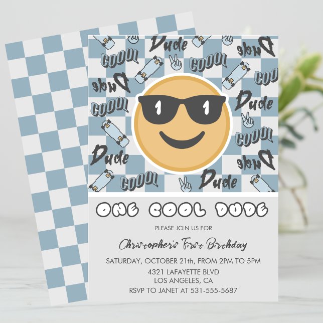 Un Cool Dude Invitation Anniversaire Lunettes de s (Créateur téléchargé)