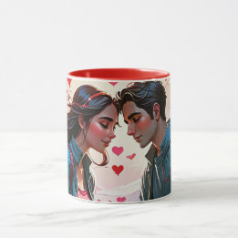 Un couple amoureux des coeurs volants - Café Mug