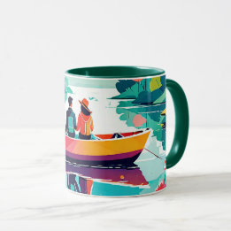 Un couple en bateau dans un lac - Café Mug