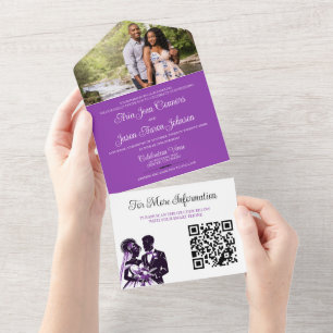 Un Couple violet tout en une invitation