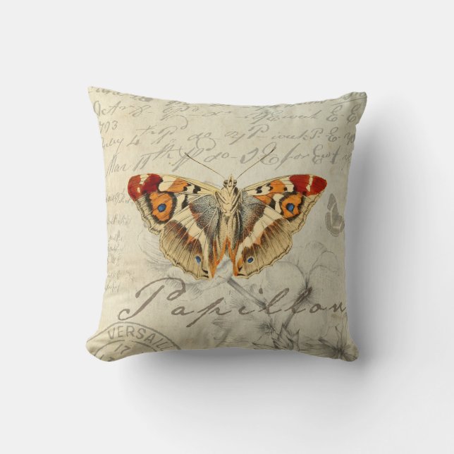 un coussin de papillon vintage et chic. (Recto)