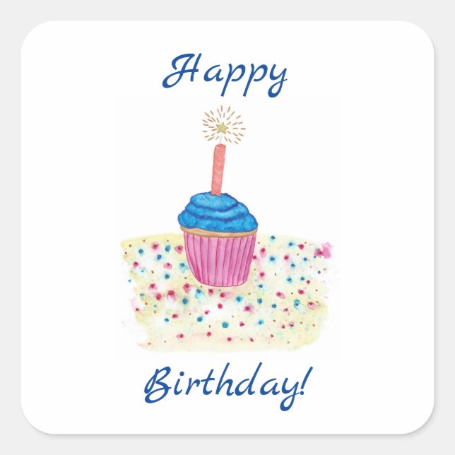Un Cupcake coloré amusant Stickers d'anniversaire  (Devant)