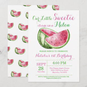 Un dans invitation d'anniversaire de pastèque de