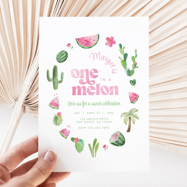 Un dans un Melon 1er anniversaire Invitation (One in a Melon Birthday Invitation)