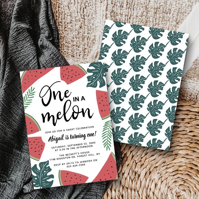 Un dans un melon 1er anniversaire Invitations (Créateur téléchargé)