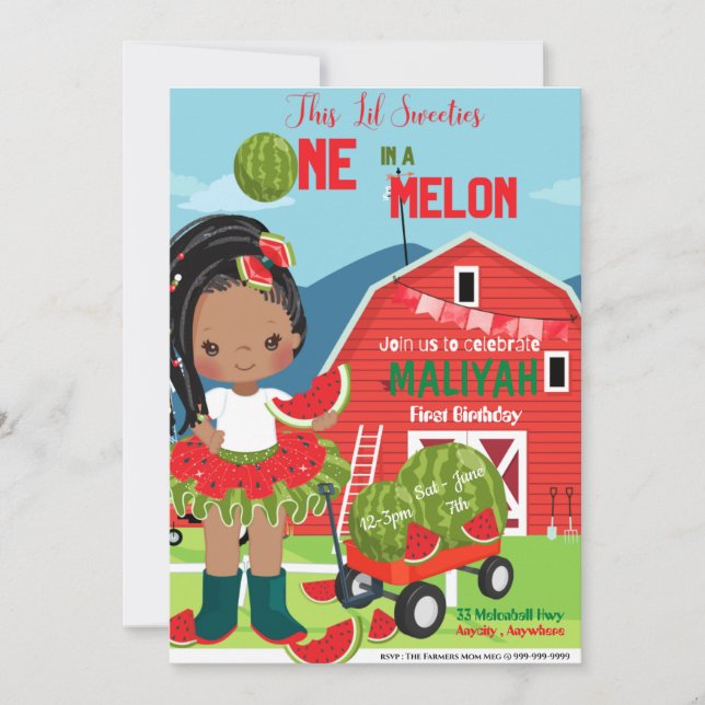 Un dans un melon Anniversaire Carte d'invitation (Devant)