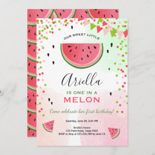 Un dans un melon Invitation Anniversaire Watermelo