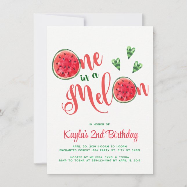 Un dans un Melon Invitations pour le premier anniv (Devant)