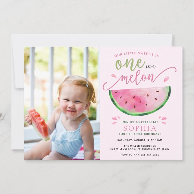 Un dans un Melon Watermelon Invitation d'anniversa (Devant)