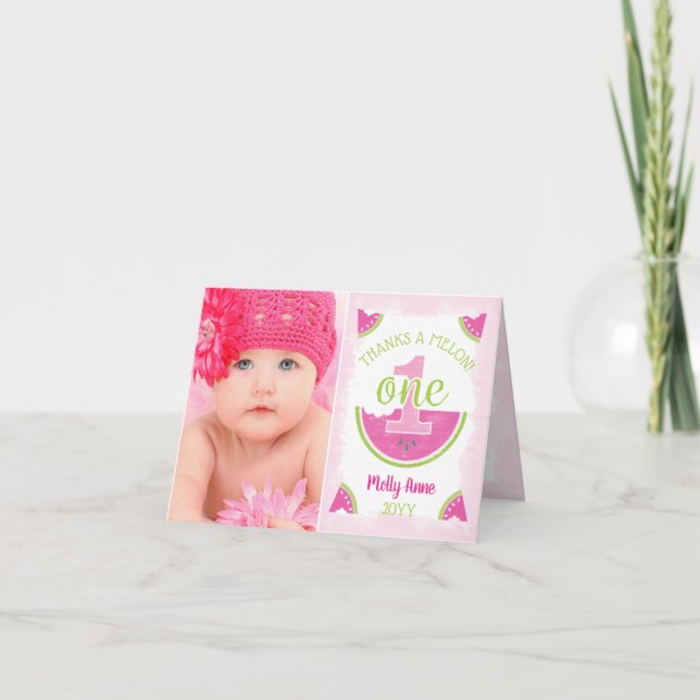 Un dans un Melon Watermelon Photo Carte de remerci (Devant)