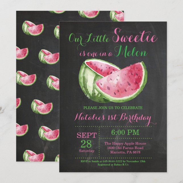 Un dans un Melon Watermelon Premier Invitation d'a (Devant / Derrière)