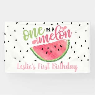 Un dans une bannière d'anniversaire Melon - Lt Pin
