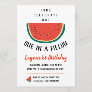 UN dans une invitation d'anniversaire de melon