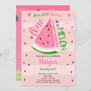 Un dans une pastèque rose melon Invitation d'anniv