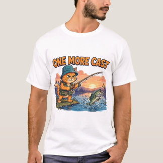 Un de plus lancer drôle de chat de pêche T-shirt