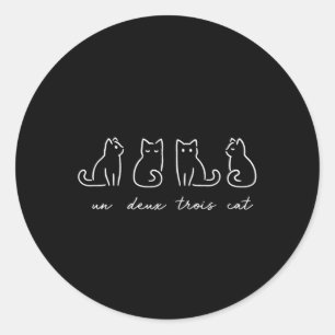 Un Deux Trois Cat, Cute French Cat Lover Long Slee Classic Round Sticker