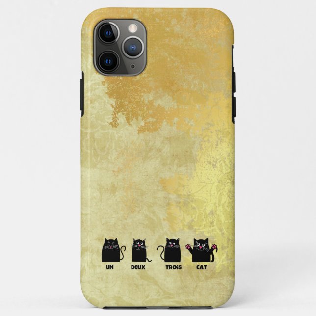 un deux trois cat faux gold leaf distressed silly Case-Mate iPhone case (Back)