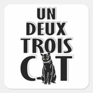 Un Deux Trois Cat French Cats Square Sticker