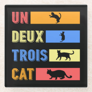 Un Deux Trois Cat Glass Coaster