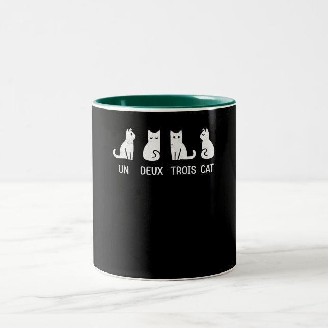 un deux trois cat Two-Tone coffee mug (Center)