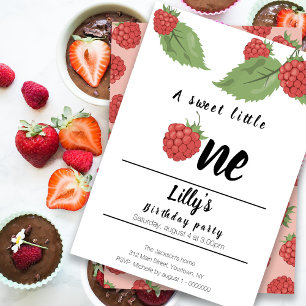 un doux petit anniversaire de framboise Invitation