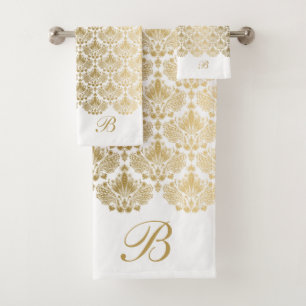 Un élégant motif aux damas florales blanc or