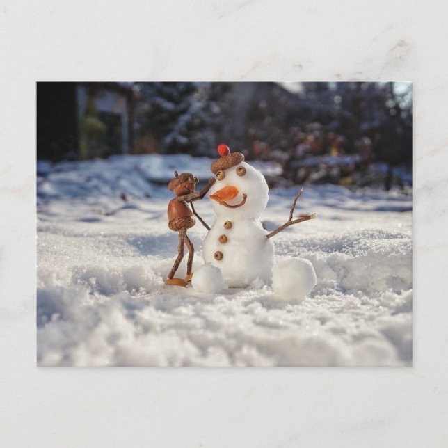 Un elfe de maïs faisant une carte postale hivernal (Devant)