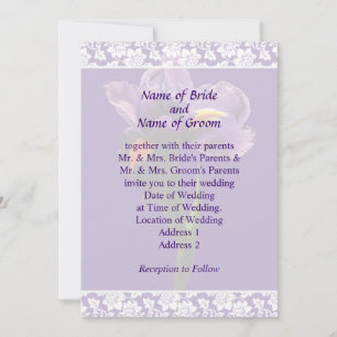 Un ensemble de faire-part de mariage à iris violet