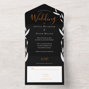 Un Foliage Orange Mariage noir tout en une invitation