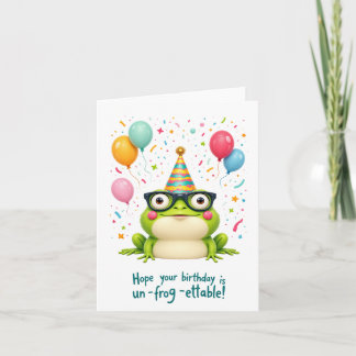 “Un-frog-ettable!” Cute Frog Birthday Card 