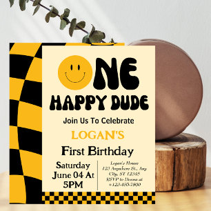 Un garçon heureux 1er anniversaire Invitation
