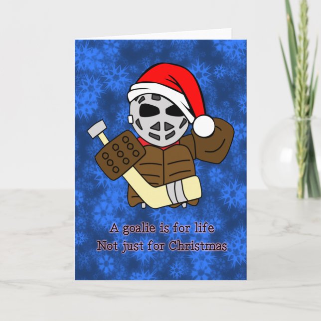 Un gardien de hockey est pour la vie Carte de Noël (Devant)