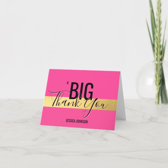 Un GRAND MERCI - Faux Gold Foil Hot Pink | NAME (Devant)