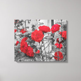 un groupe de roses en fleur rouge sur toile imprim