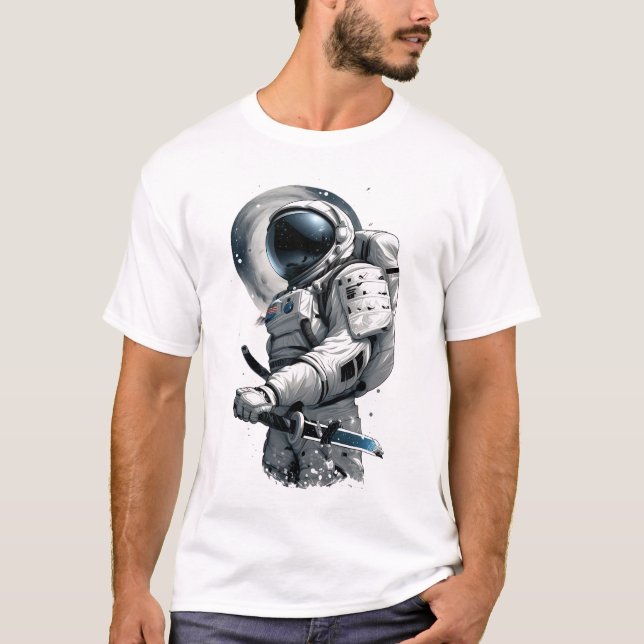 Un guerrier japonais en T-shirt astronaute (Devant)