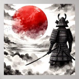 Un Guerrier Samouraï Dans Une Affiche D'Armure Tra