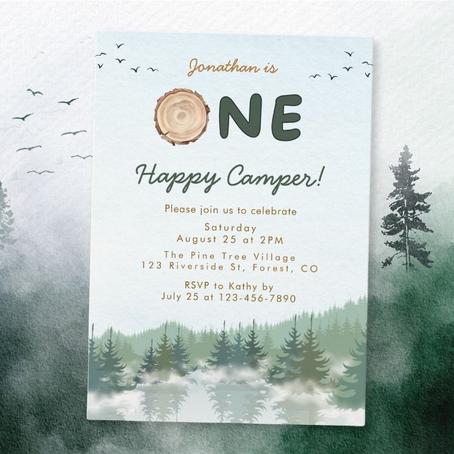 Un Happy Camper 1er Invitation anniversaire (Créateur téléchargé)