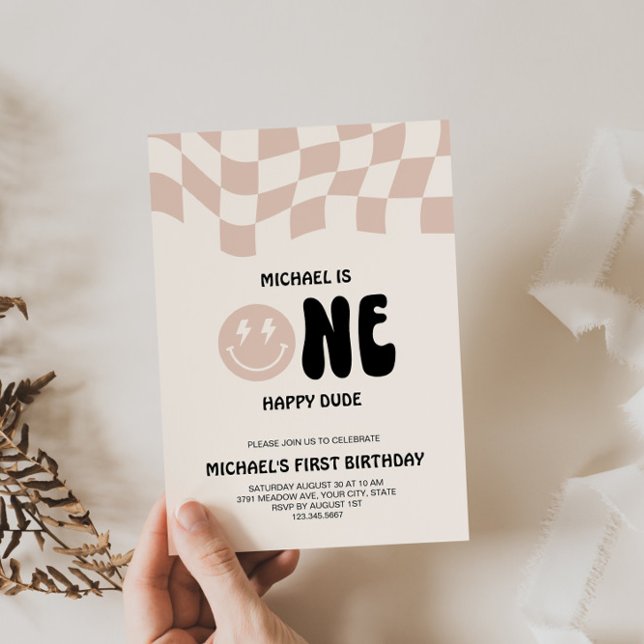 Un heureux Dude 1er anniversaire Invitation modifi (Créateur téléchargé)