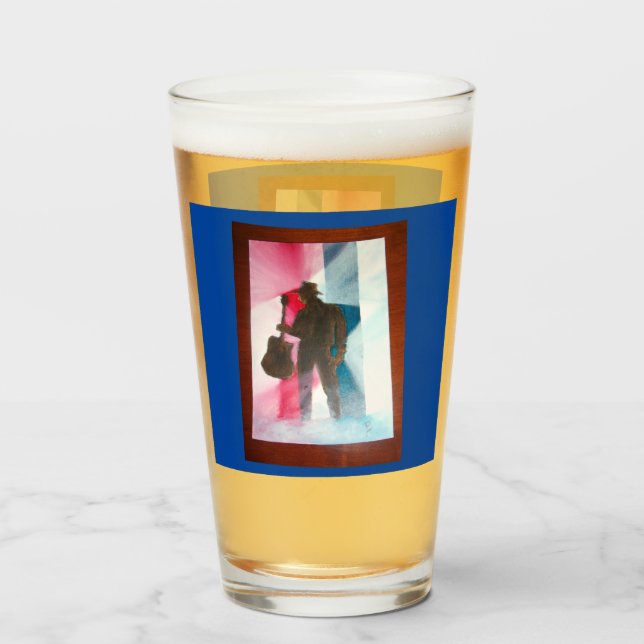 Un homme avec une coupe de verre guitare (Devant (rempli))