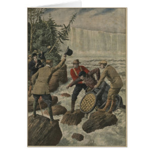 Un homme dans un baril croisant les chutes du